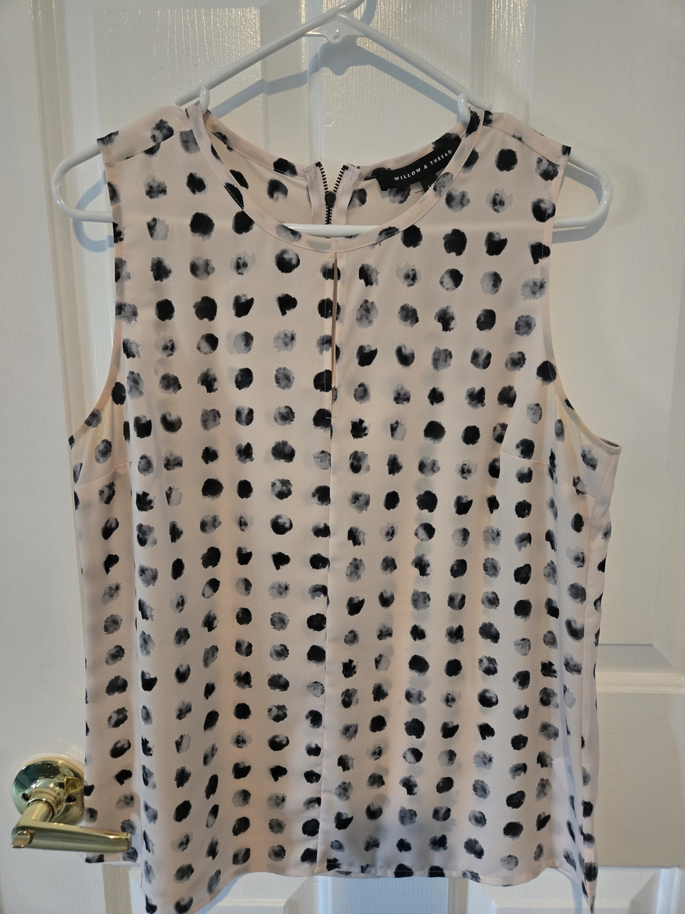Willow & Thread Light Blush Pink Polka Dot Sleeveless Top